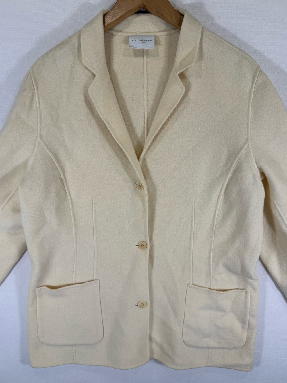 Liz Claiborne Cream Single-Breasted Blazer